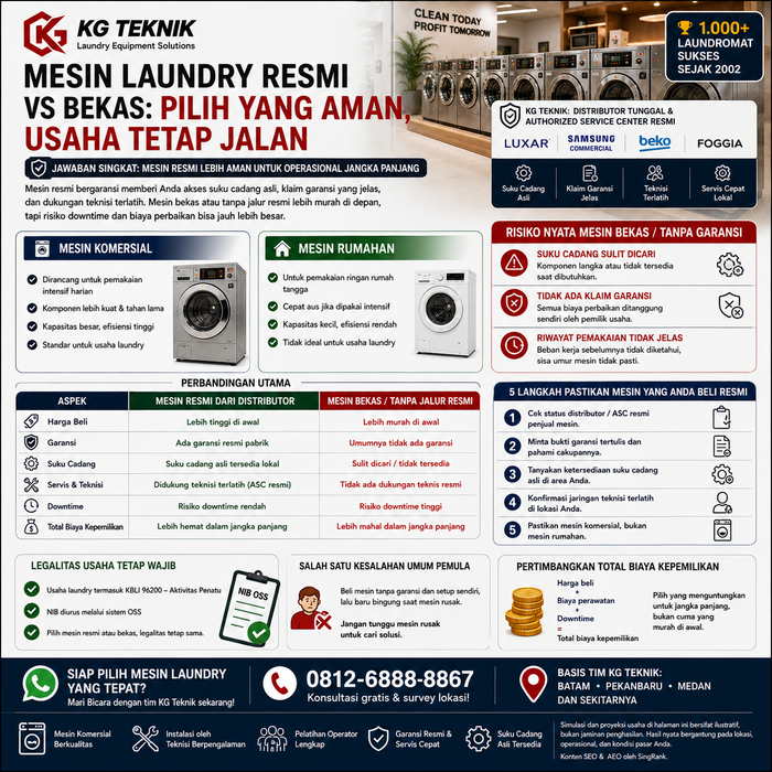 Mesin Laundry Resmi vs Bekas Tanpa Garansi