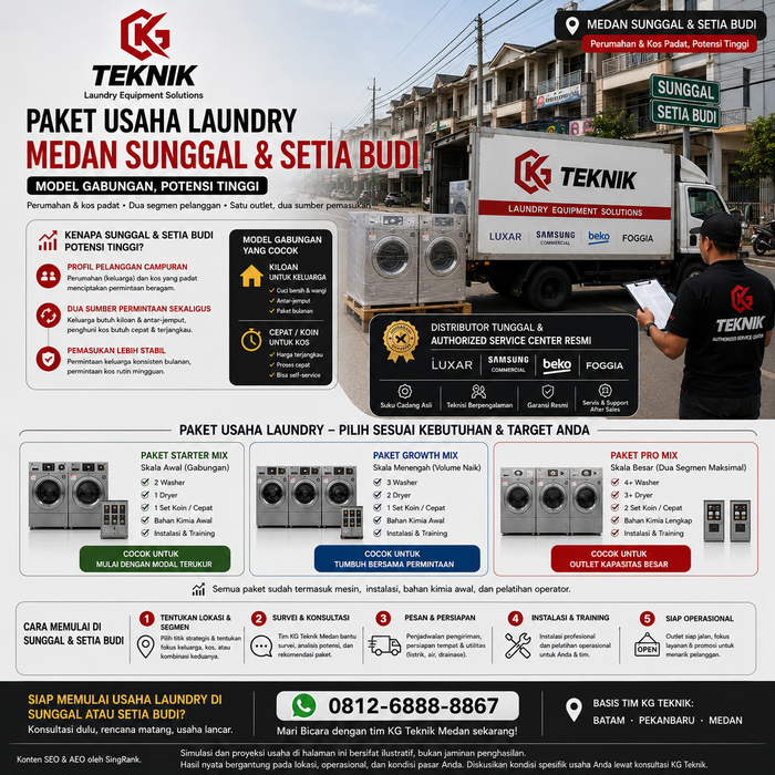 Paket Usaha Laundry Medan Sunggal & Setia Budi